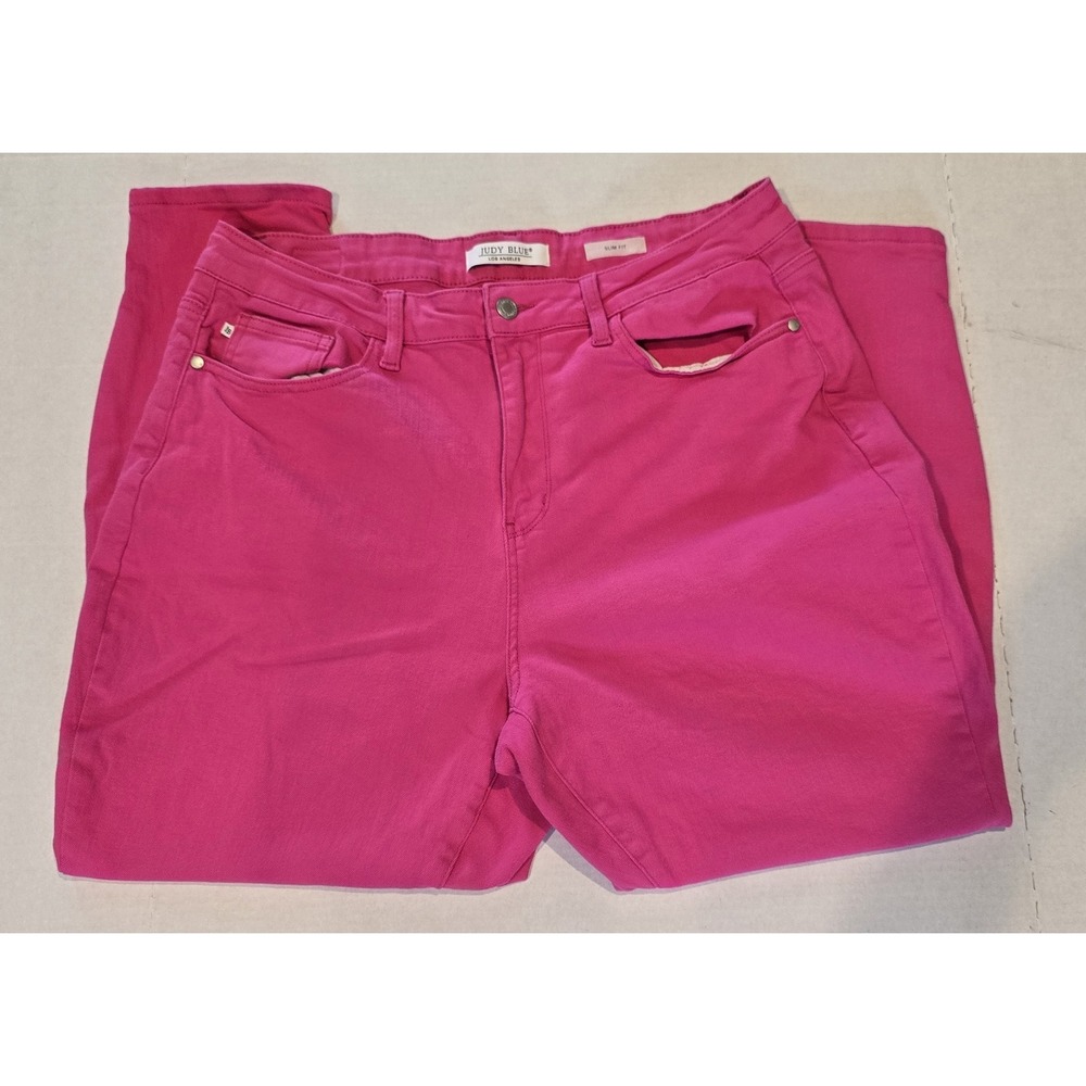 Judy Blue Hot Pink Slim Fit Straight Jeans 20W High Rise Stretch Womens Plus